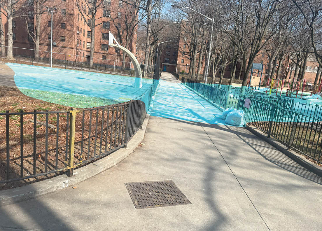 Stormwater accumulates within public gathering spaces, disrupting amenity access